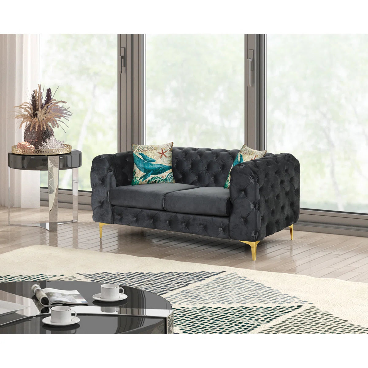 7 Seater Sofa Set: 3 Piece Velvet Living Room Sofa Set
