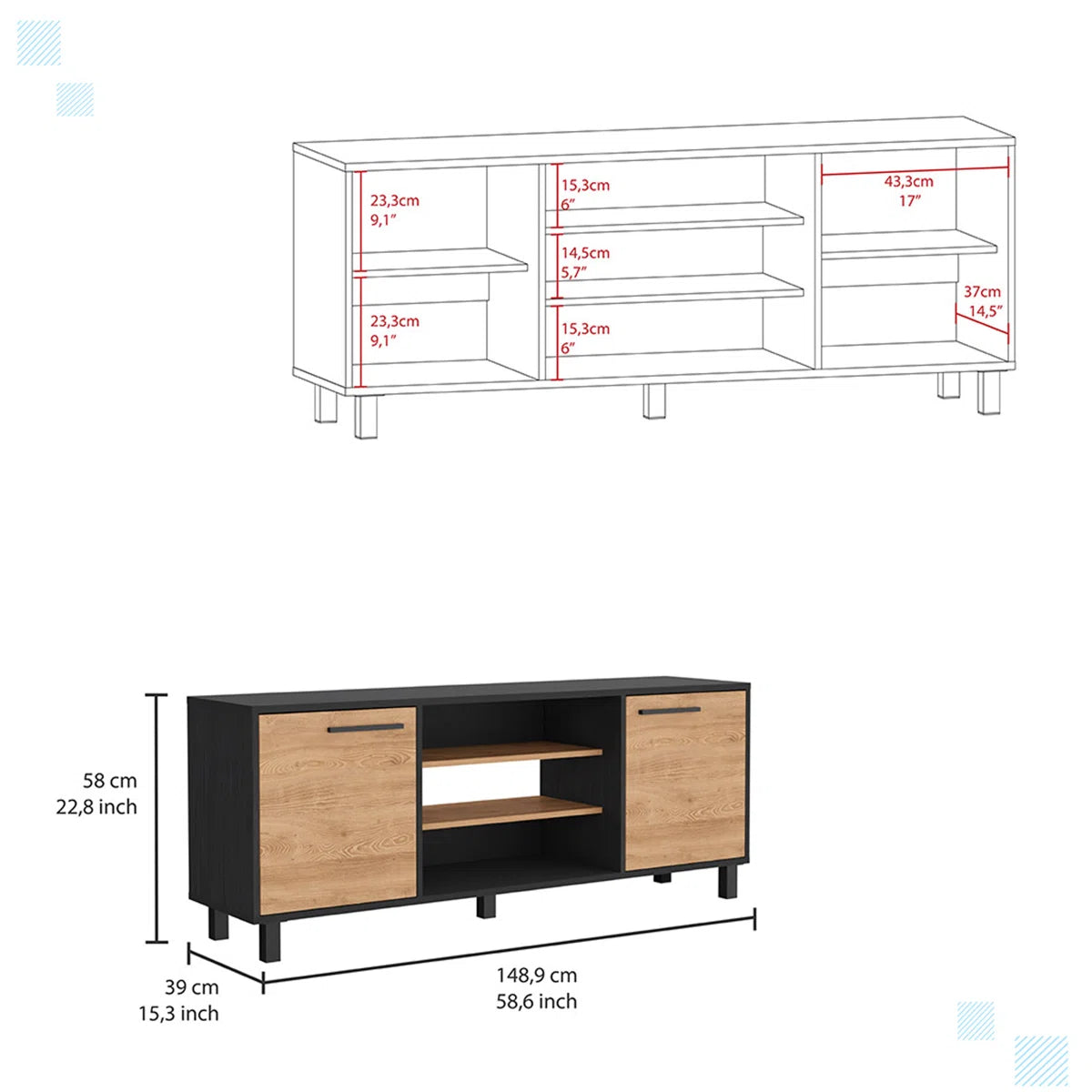 tv panel: Modern Media tv panel with Cable Management, Designed for TVs Up to 65"