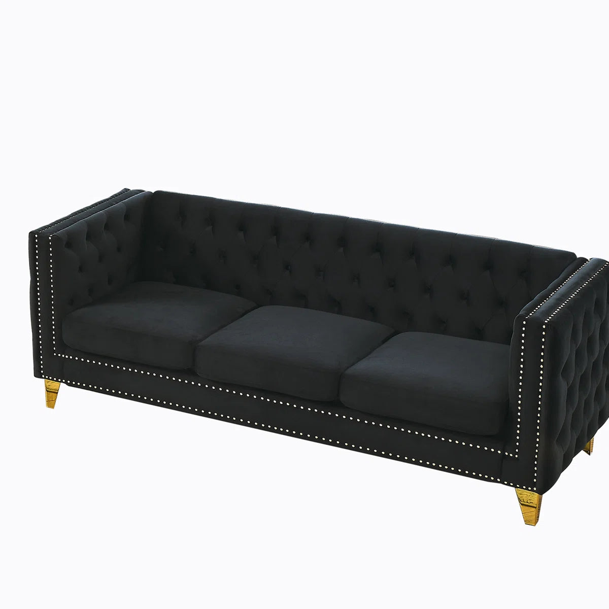 Luxury Sofa Sets: Velvet Tufted Sofa & Loveseat Set with Nailhead Trim