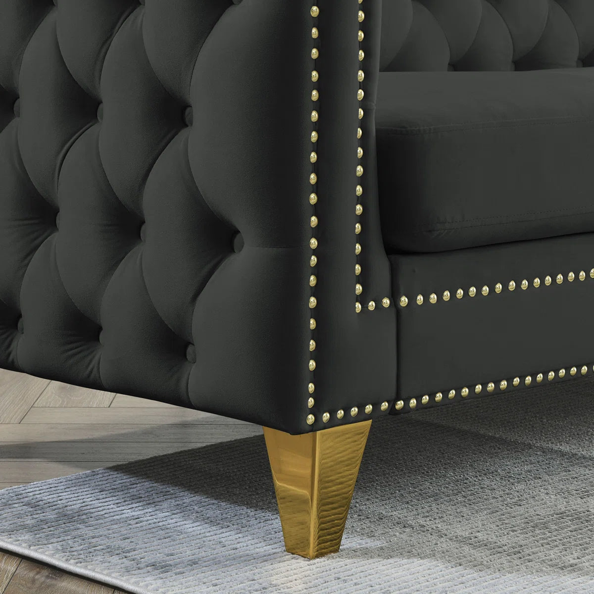 Luxury Sofa Sets: Velvet Tufted Sofa & Loveseat Set with Nailhead Trim