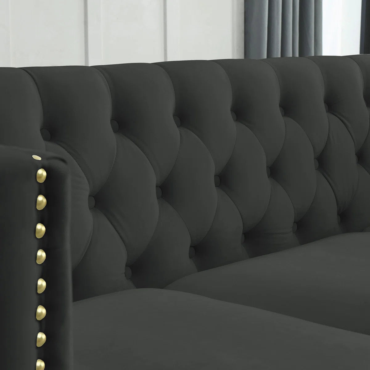 Luxury Sofa Sets: Velvet Tufted Sofa & Loveseat Set with Nailhead Trim