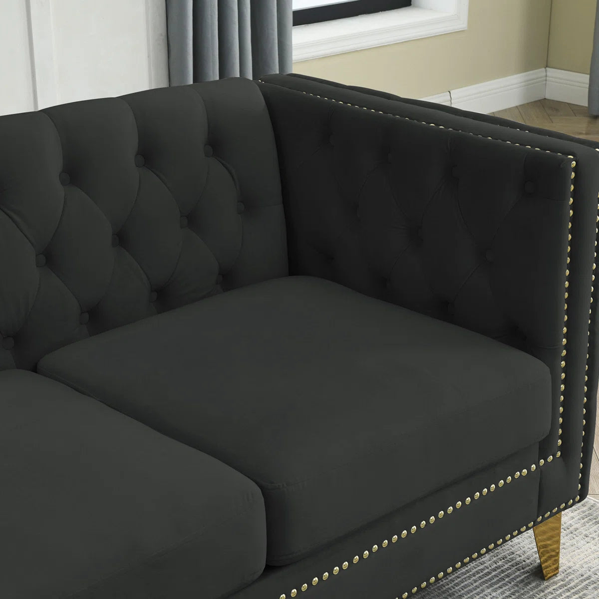 Luxury Sofa Sets: Velvet Tufted Sofa & Loveseat Set with Nailhead Trim