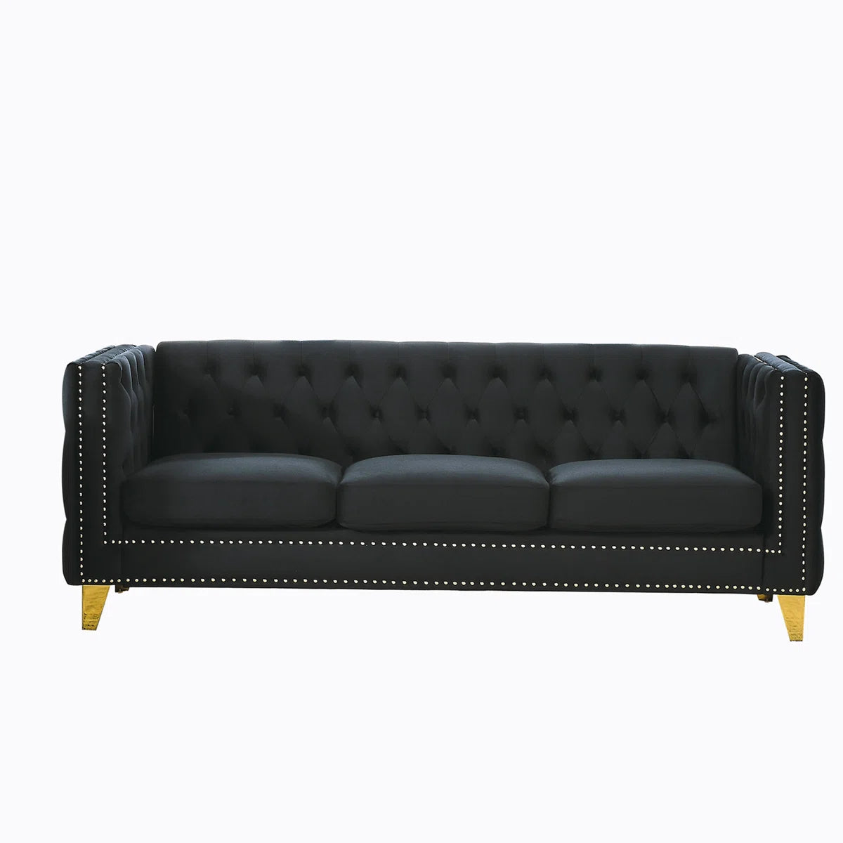 Luxury Sofa Sets: Velvet Tufted Sofa & Loveseat Set with Nailhead Trim