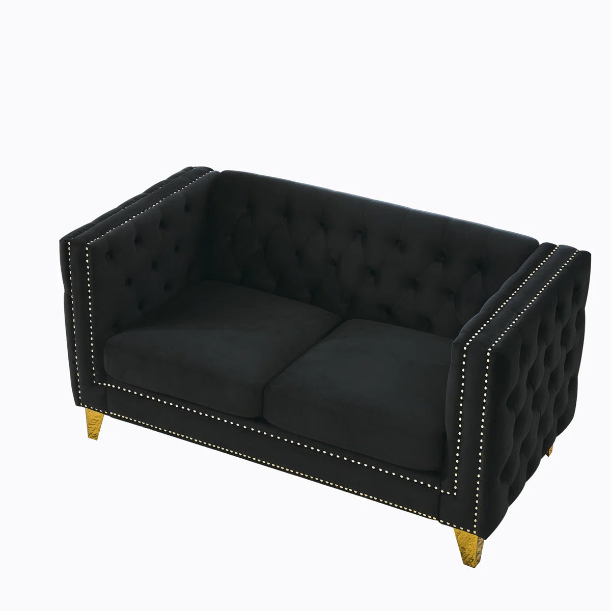 Luxury Sofa Sets: Velvet Tufted Sofa & Loveseat Set with Nailhead Trim