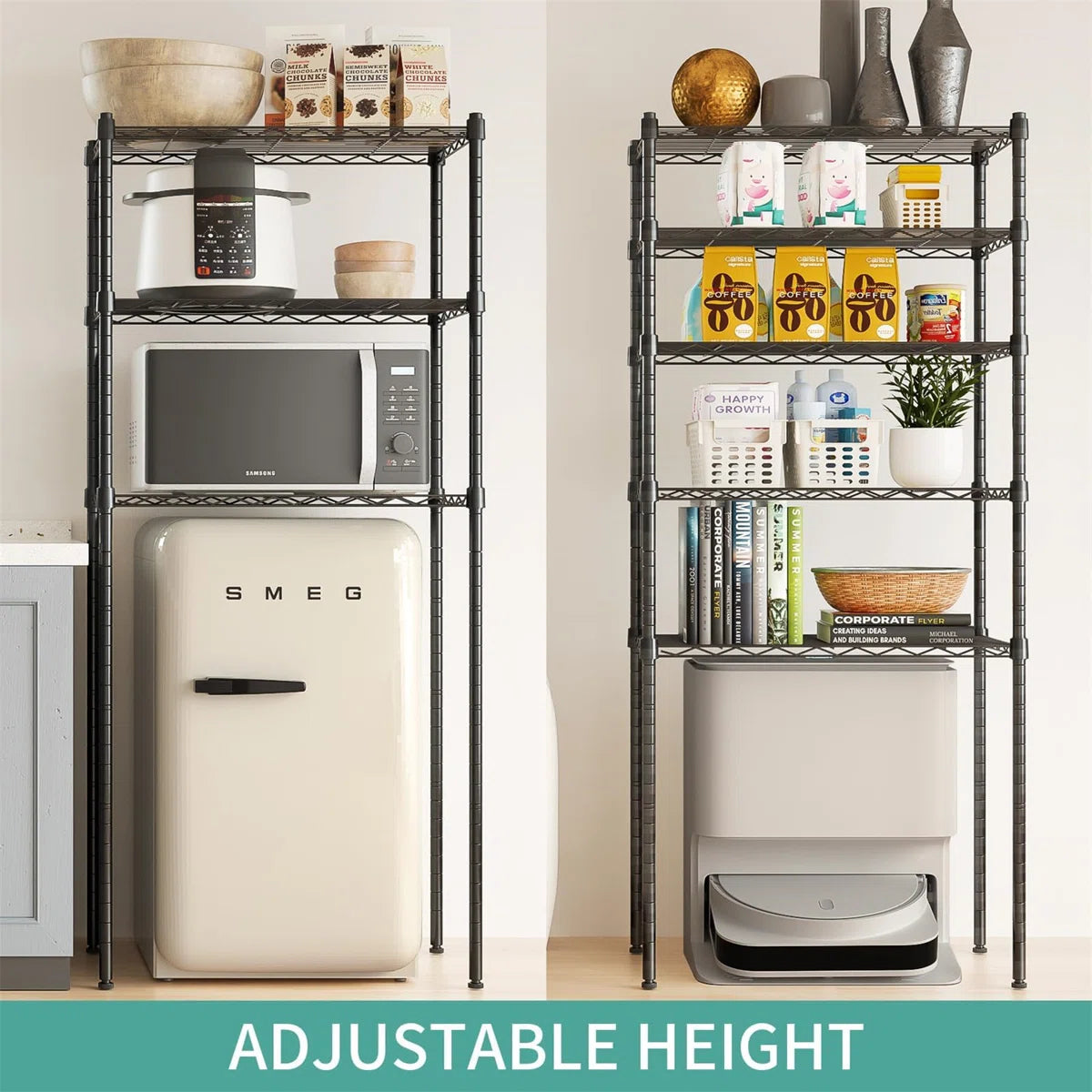 Kitchen Racks: 59.06'' Standard Baker's Rack Made of Metal and Compatible with Microwaves