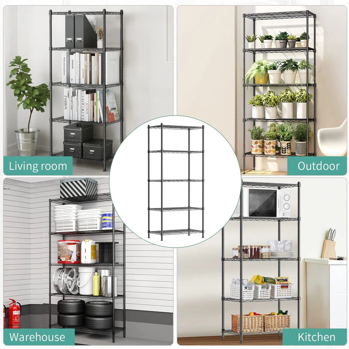 Kitchen Racks: 59.06'' Standard Baker's Rack Made of Metal and Compatible with Microwaves