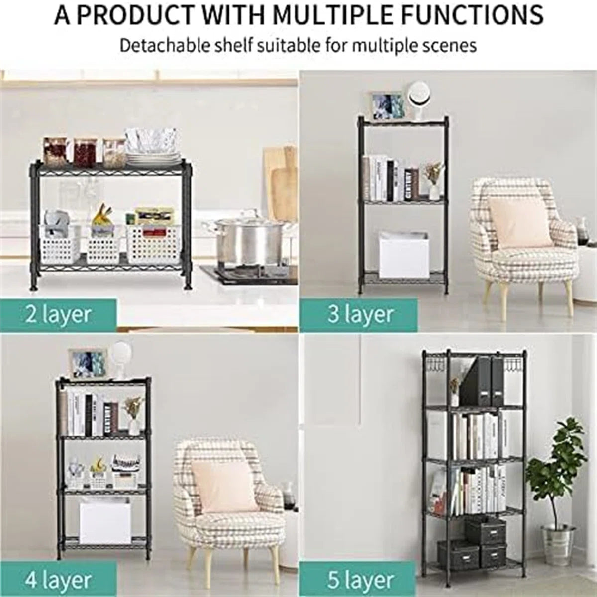 Kitchen Racks: 59.06'' Standard Baker's Rack Made of Metal and Compatible with Microwaves