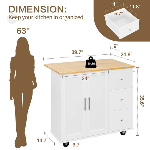 Kitchen Island Table: 39.7'' Stylish & Functional Cart for Modern Kitchens