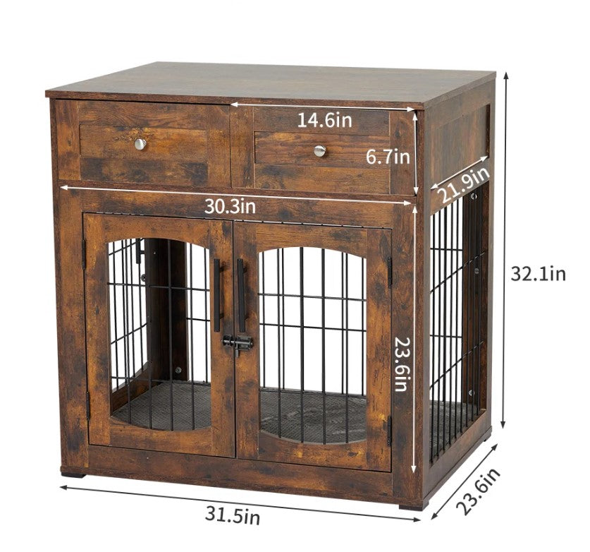 Dog House: Brown Wood Dog Kennel