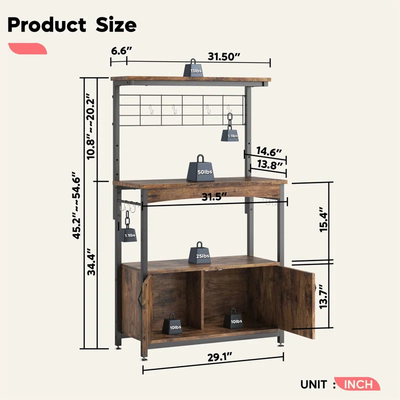 Kitchen Racks: Standard Baker's Rack Made of 31.5" Steel and Compatible with Microwaves