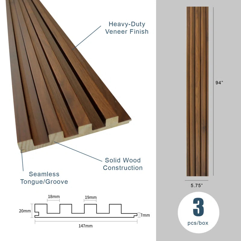 TV Panel: 94.5" L x 5.75" W Shiplap 3D Wood Wall Paneling Set