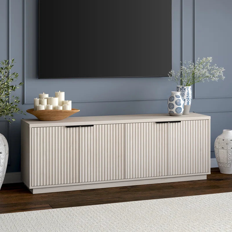 TV Panel: TV Stand for TVs up to 78" with Elegant Panel Backdrop and Modern Décor Accents