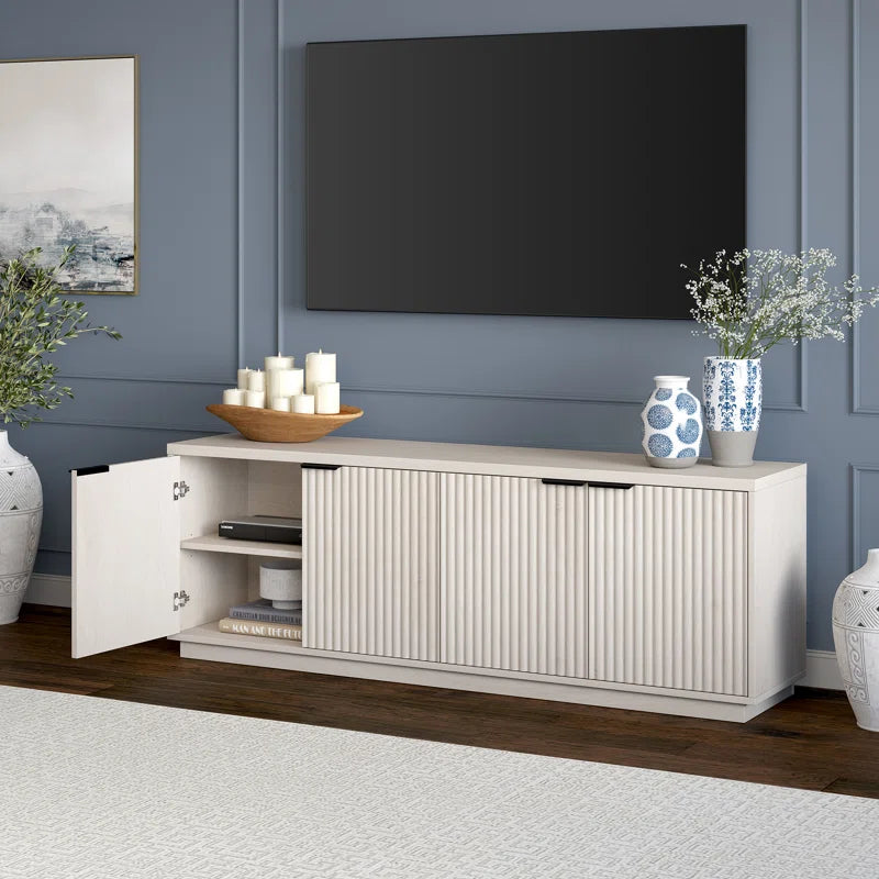 TV Panel: TV Stand for TVs up to 78" with Elegant Panel Backdrop and Modern Décor Accents