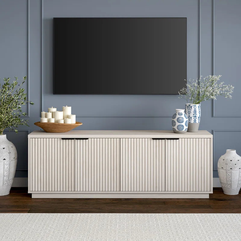 TV Panel: TV Stand for TVs up to 78" with Elegant Panel Backdrop and Modern Décor Accents