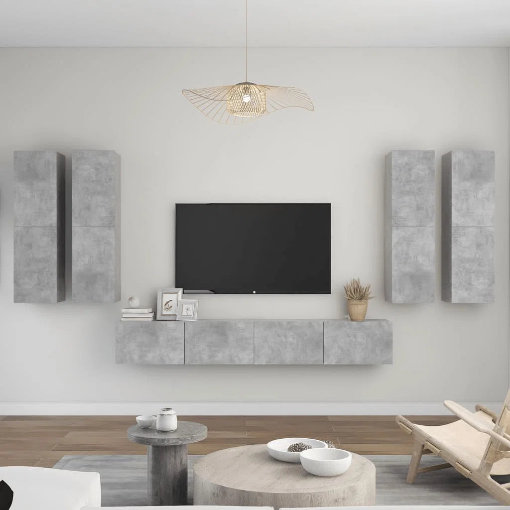 tv panel: 6-Piece tv panel and Entertainment Center Set in Durable Engineered Wood Finish