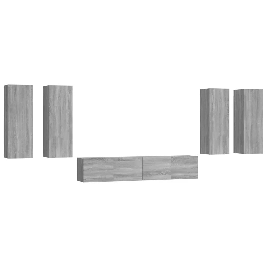 tv panel: 6-Piece tv panel and Entertainment Center Set in Durable Engineered Wood Finish