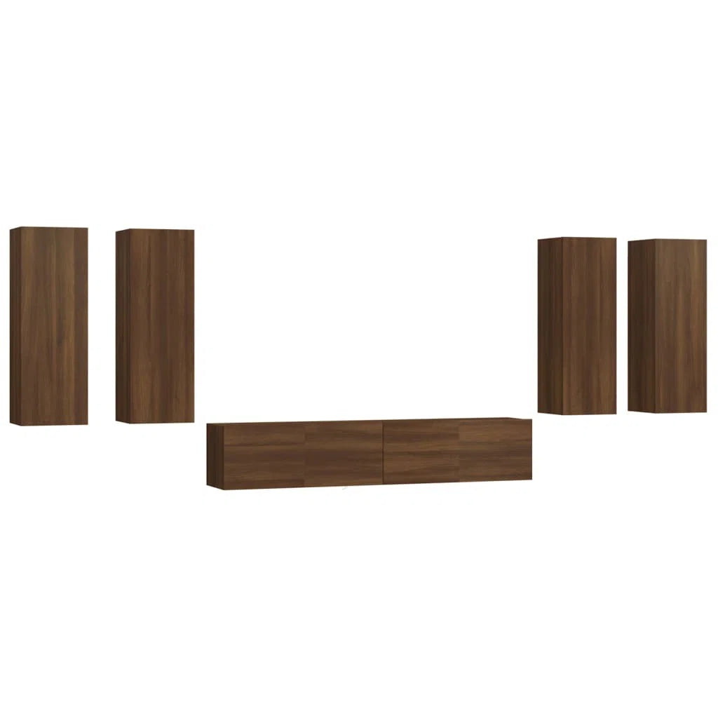 tv panel: 6-Piece tv panel and Entertainment Center Set in Durable Engineered Wood Finish