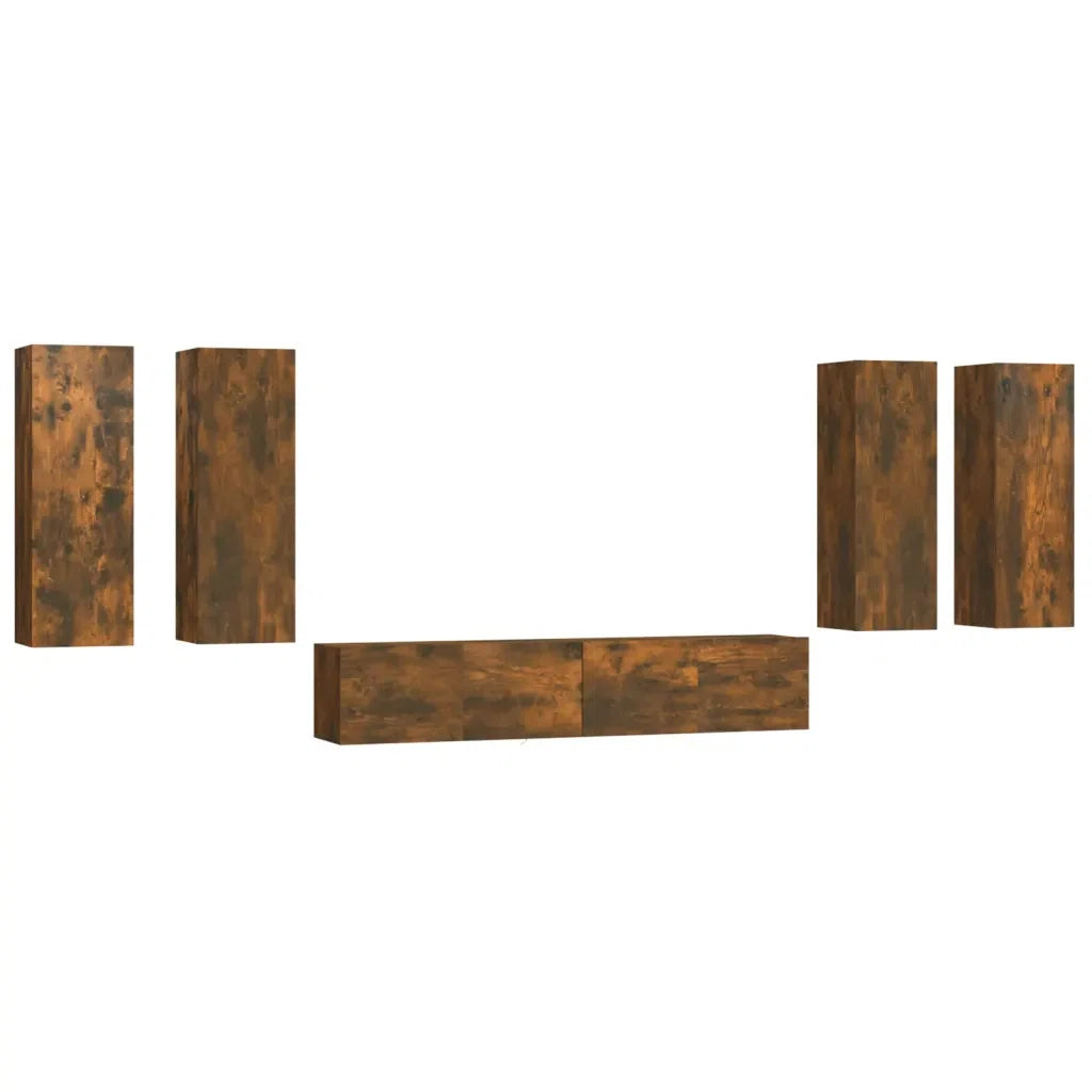 tv panel: 6-Piece tv panel and Entertainment Center Set in Durable Engineered Wood Finish