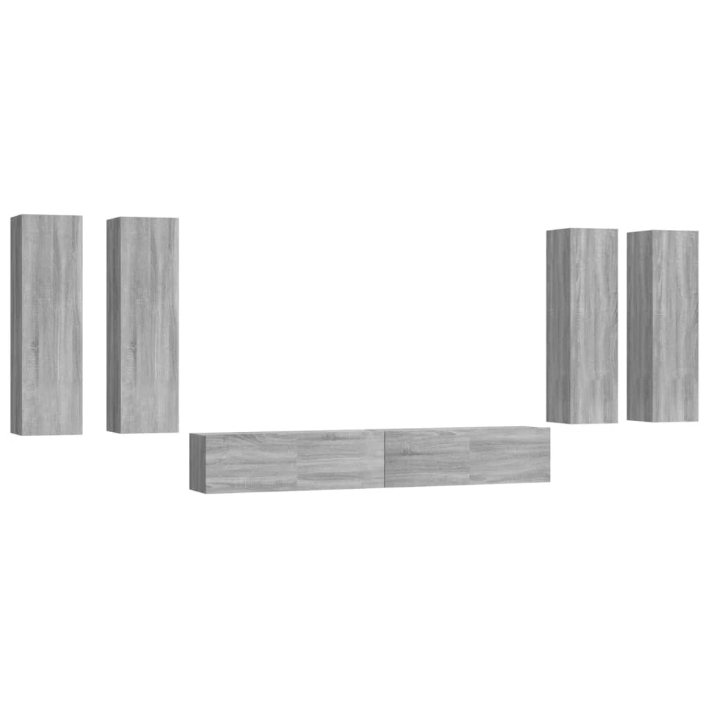 tv panel: 6-Piece tv panel and Entertainment Center Set in Durable Engineered Wood Finish