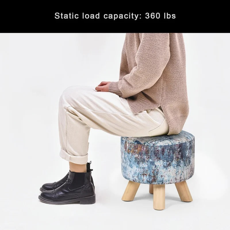 Seating Stool: 11.2'' Wide Round Abstract Storage Ottoman