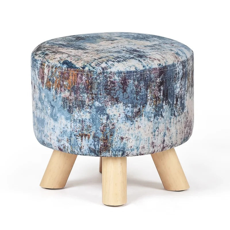 Seating Stool: 11.2'' Wide Round Abstract Storage Ottoman