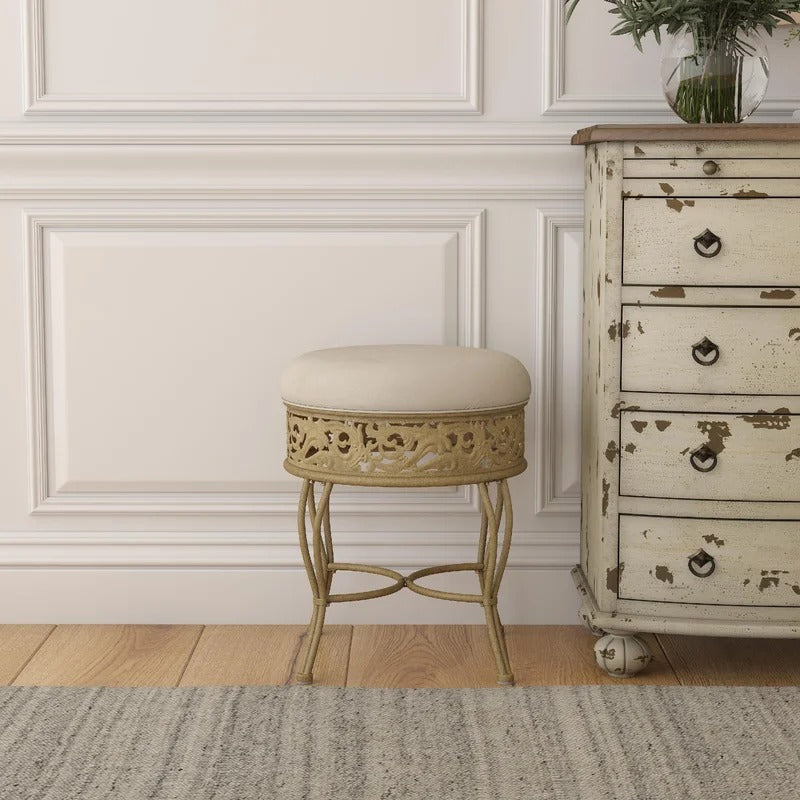 Seating Stool: 17.75'' Tall Metal Vanity Stool