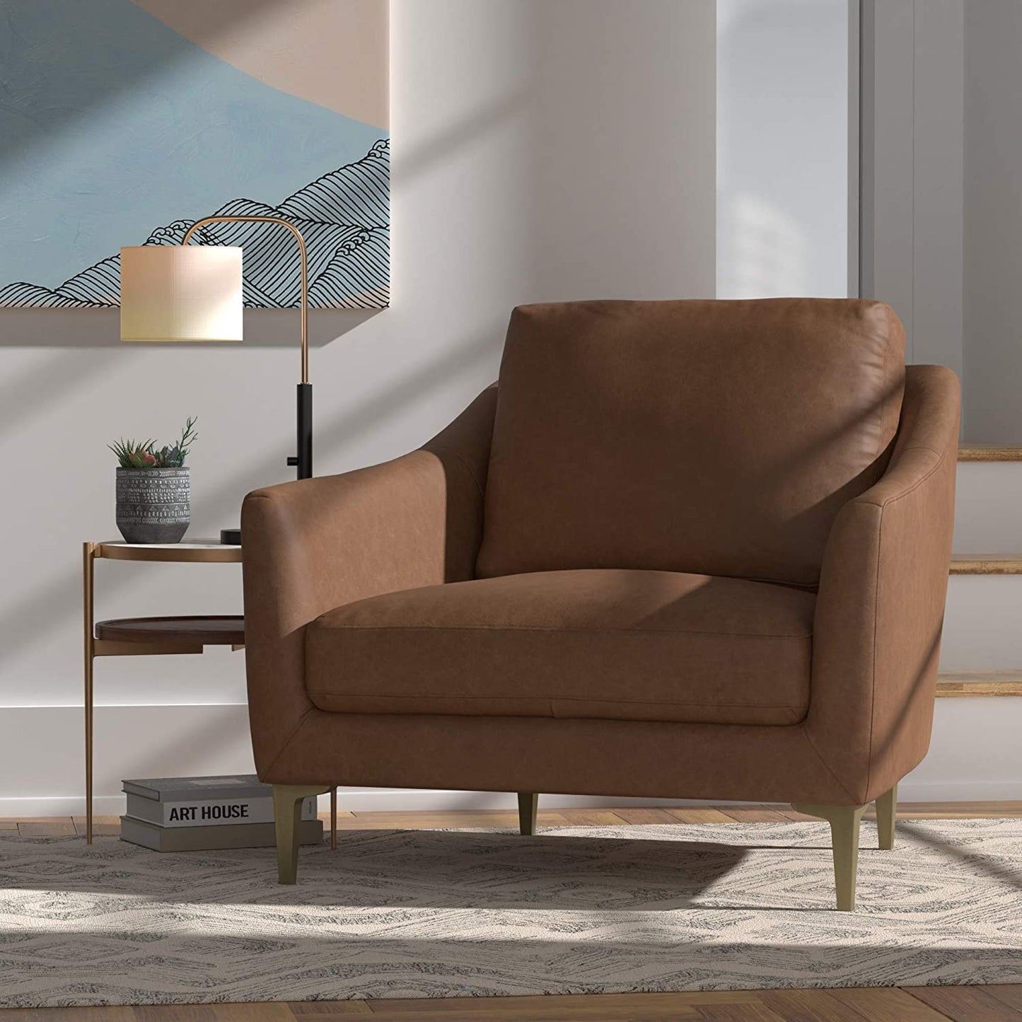 Sofa Chair: Blue, Cognac Leatherette, Grey Leatherette, Light Grey