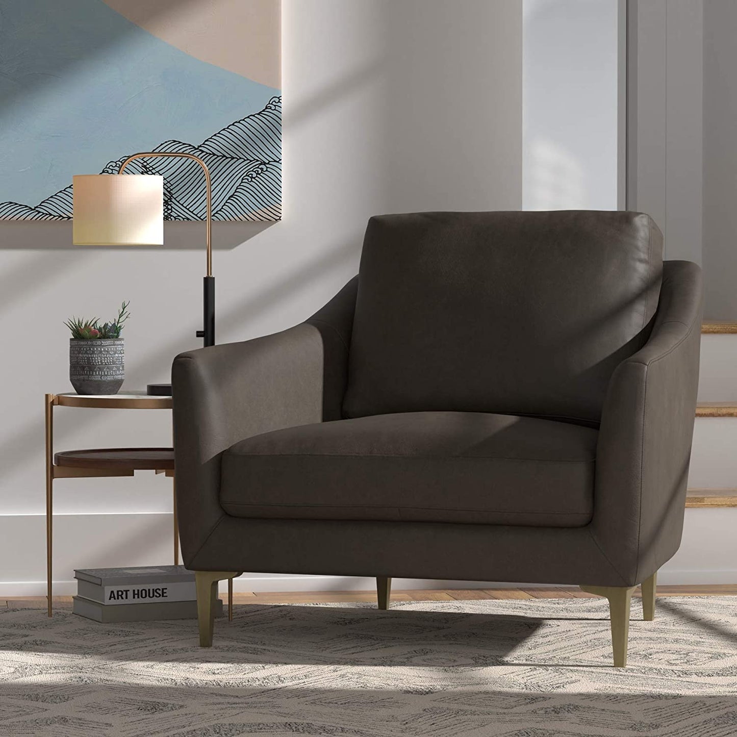 Sofa Chair: Blue, Cognac Leatherette, Grey Leatherette, Light Grey