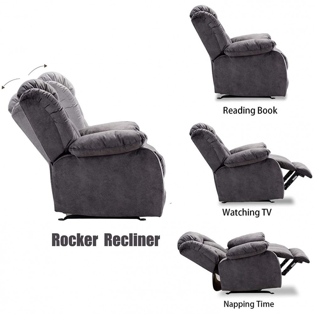 Recliners:-Fabric Manual Recliner And Massage Chairs In Grey Color
