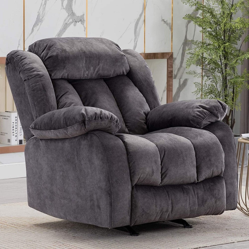 Recliners:-Fabric Manual Recliner And Massage Chairs In Grey Color