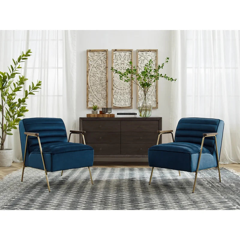 1 Seater Sofa Set : JENI 24.4'' Wide Tufted Velvet Armchair (Set of 2)
