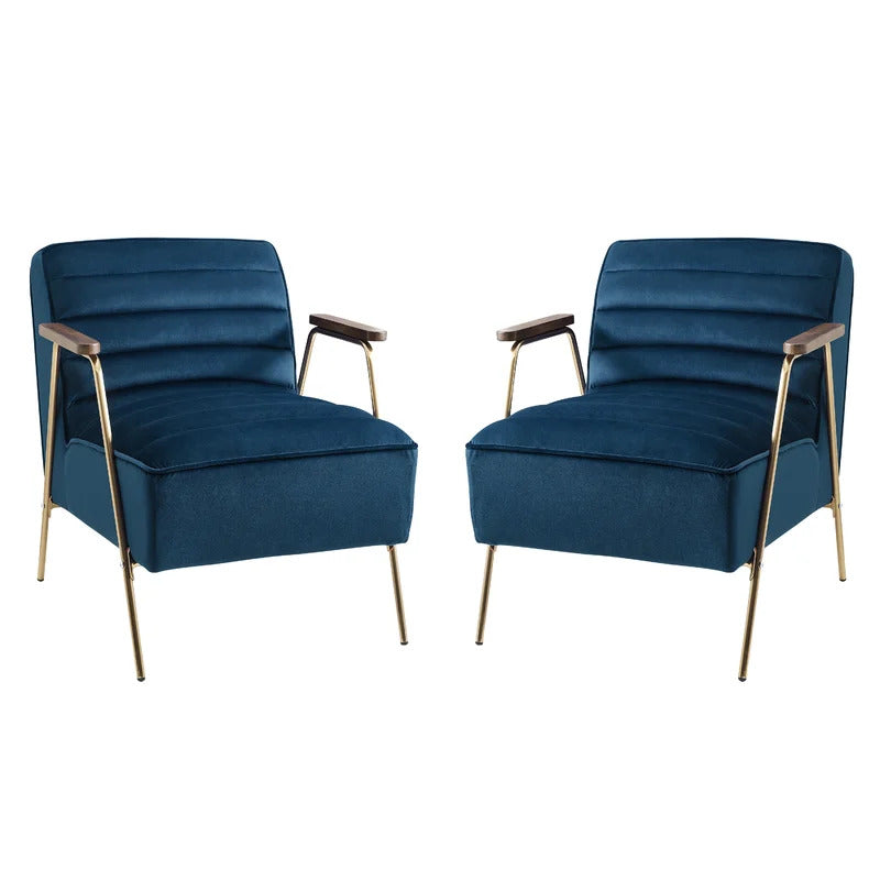 1 Seater Sofa Set : JENI 24.4'' Wide Tufted Velvet Armchair (Set of 2)