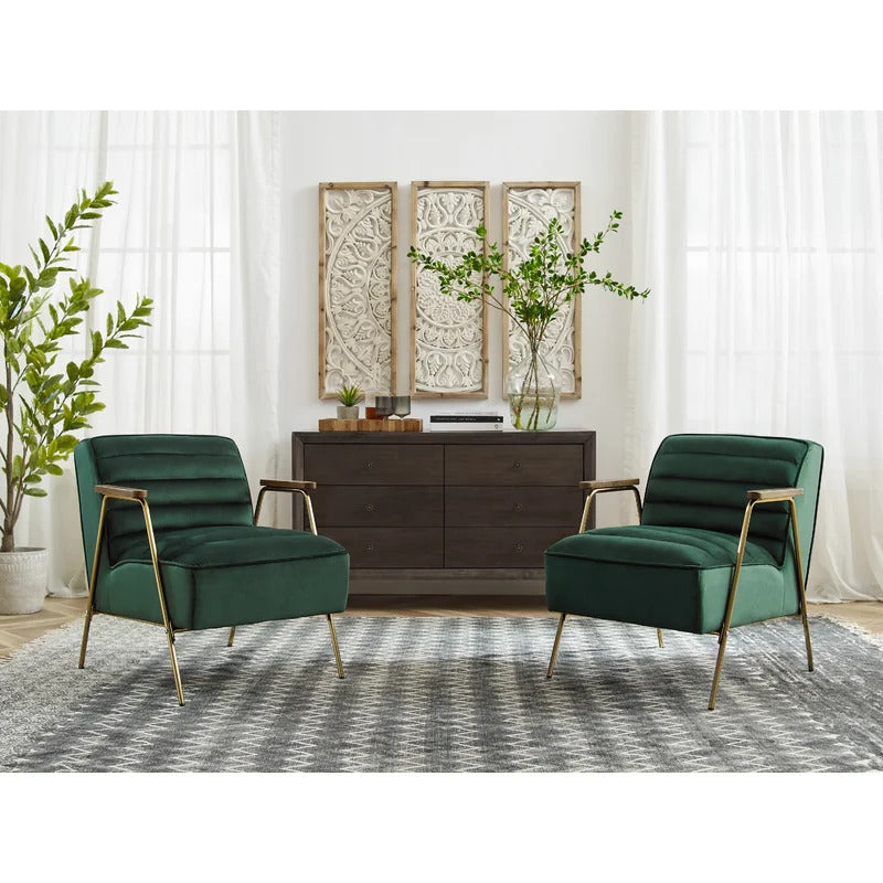 1 Seater Sofa Set : JENI 24.4'' Wide Tufted Velvet Armchair (Set of 2)