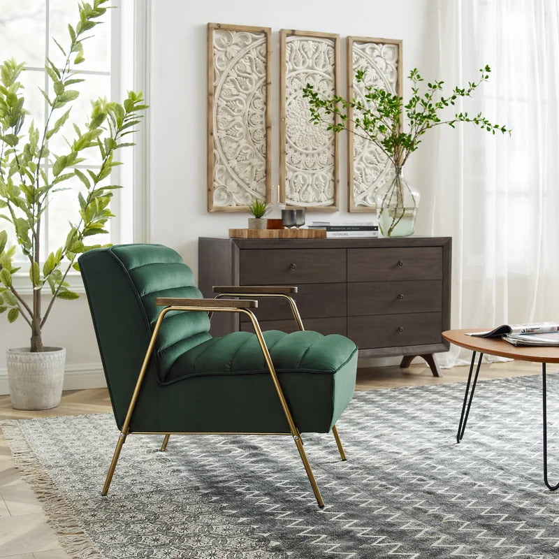 1 Seater Sofa Set : JENI 24.4'' Wide Tufted Velvet Armchair (Set of 2)