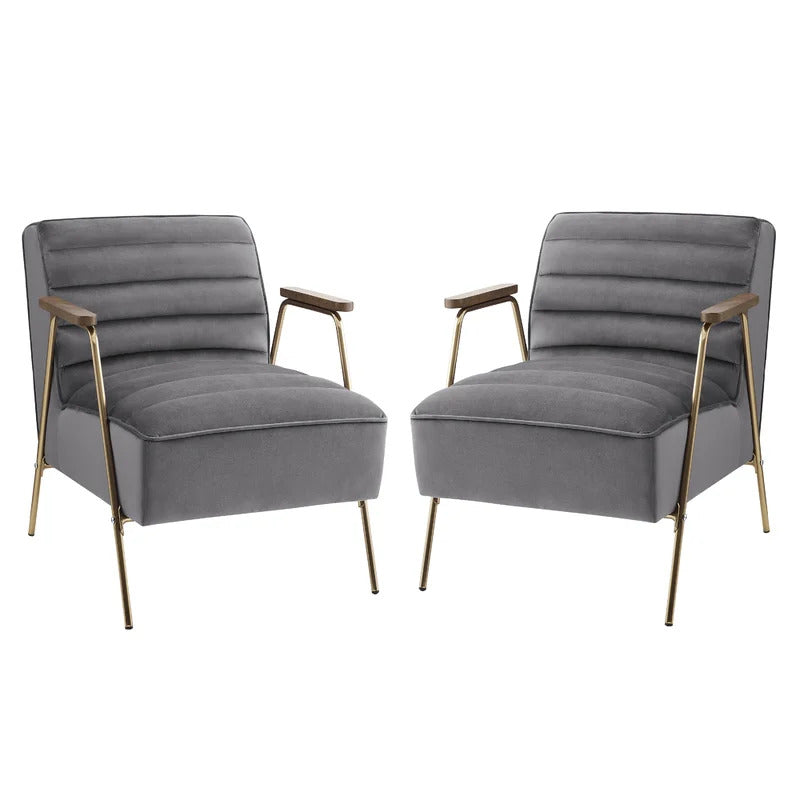 1 Seater Sofa Set : JENI 24.4'' Wide Tufted Velvet Armchair (Set of 2)