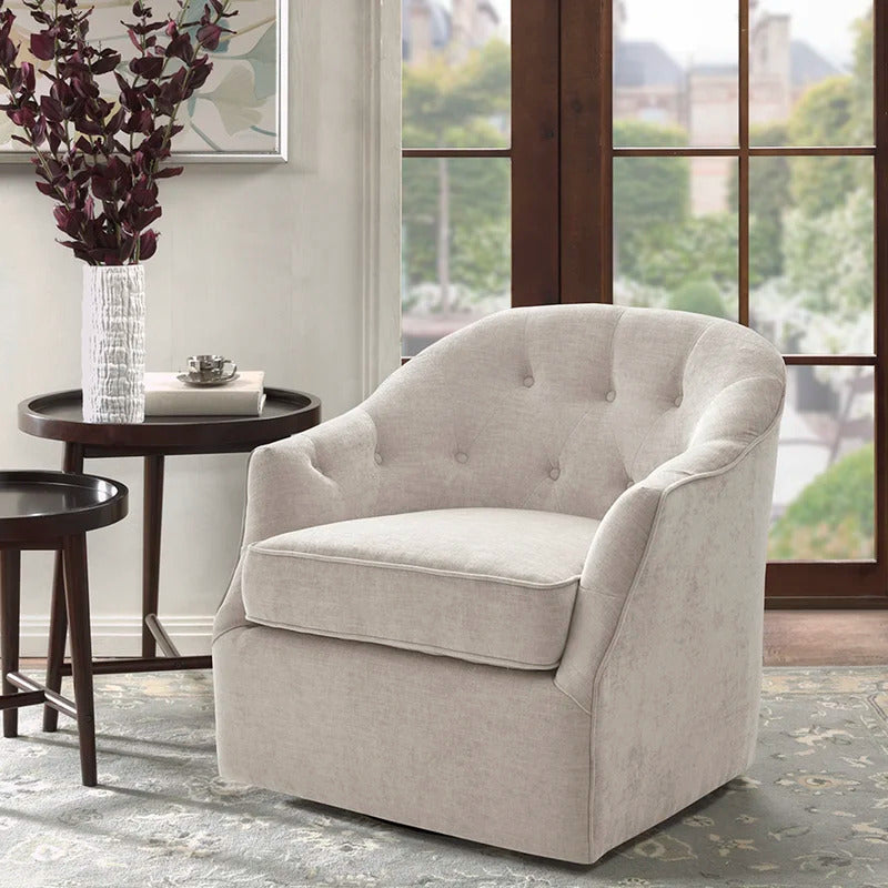 1 Seater Sofa Set : Sid 30.3'' Wide Tufted Velvet Swivel Armchair