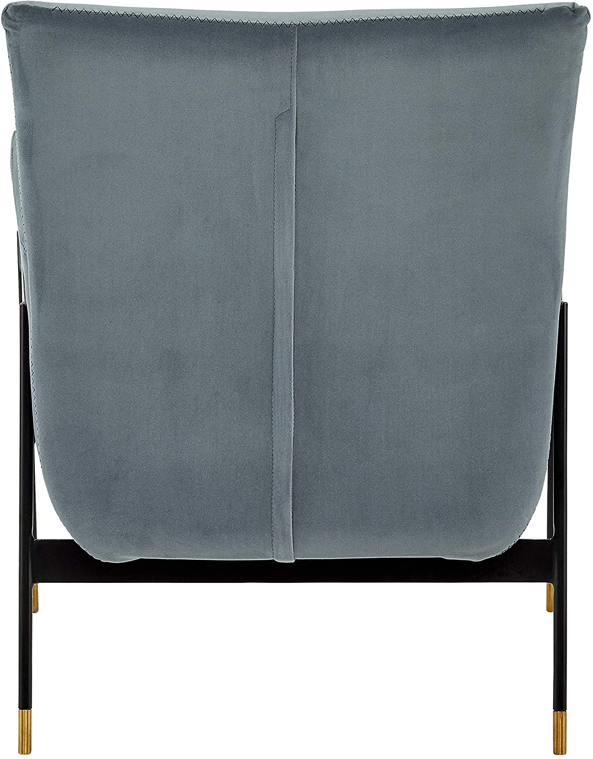Sofa Chair: Slate Blue Velvet Chair with Arms