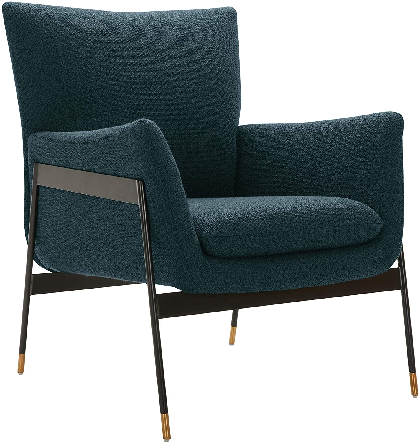 Sofa Chair: Slate Blue Velvet Chair with Arms