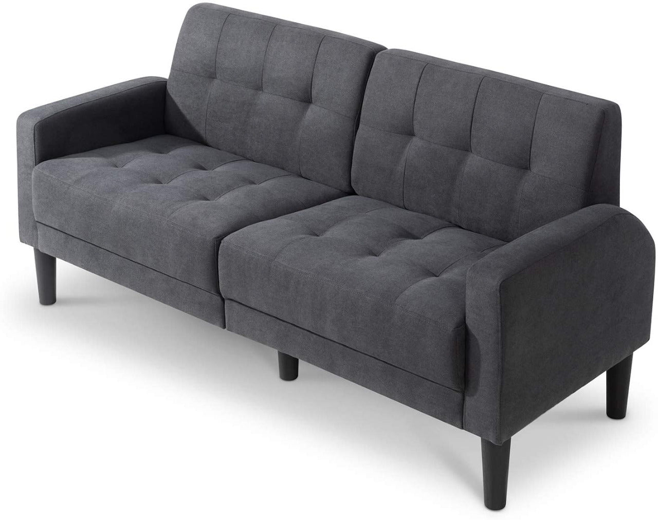 2 Seater Sofa Set: Dark Grey Convertible Sofa Couch