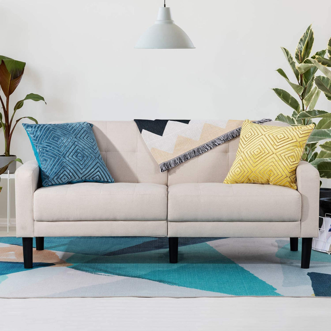 2 Seater Sofa Set: Dark Grey Convertible Sofa Couch