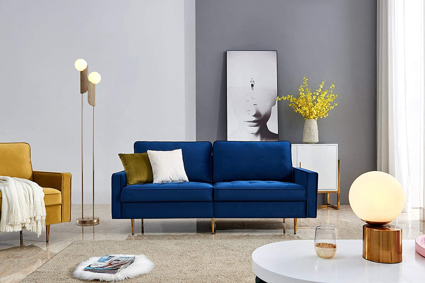 2 Seater Sofa : Velvet Fabric Sofa