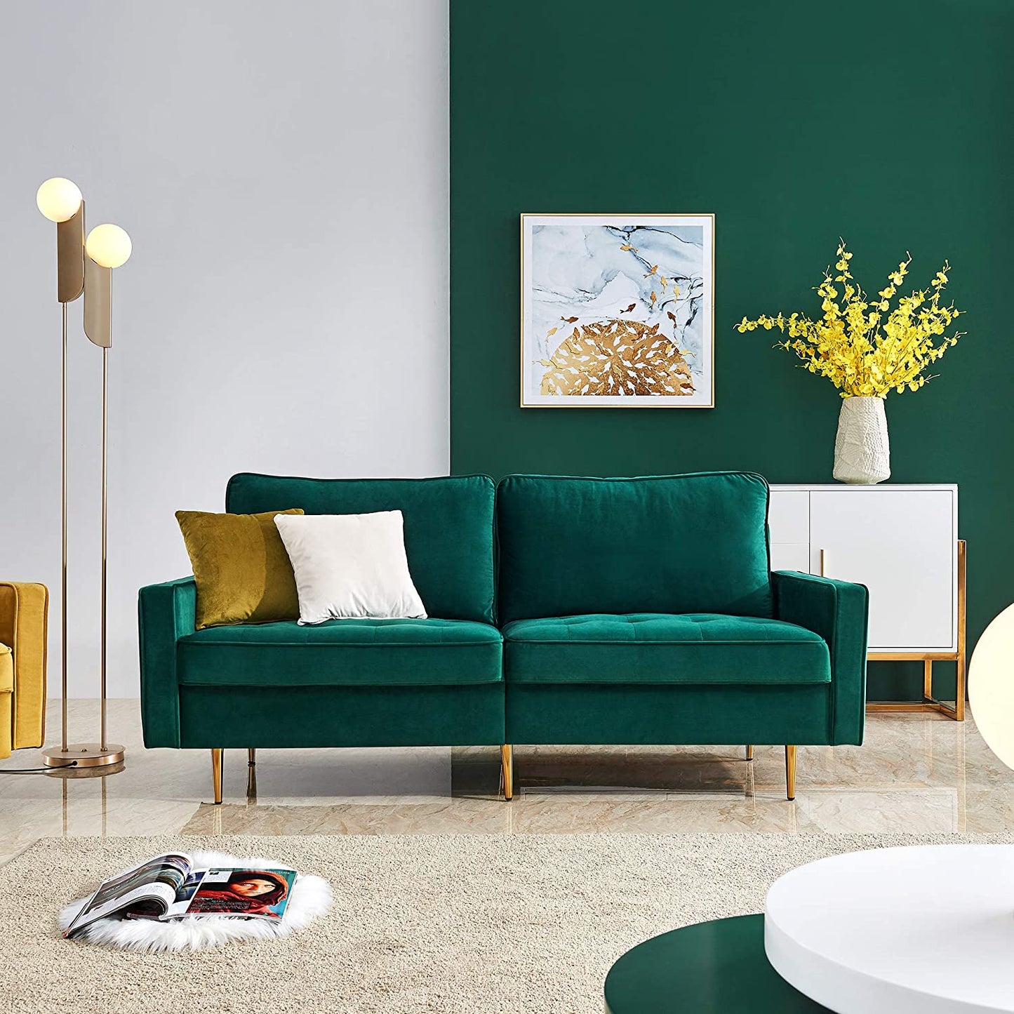 2 Seater Sofa : Velvet Fabric Sofa
