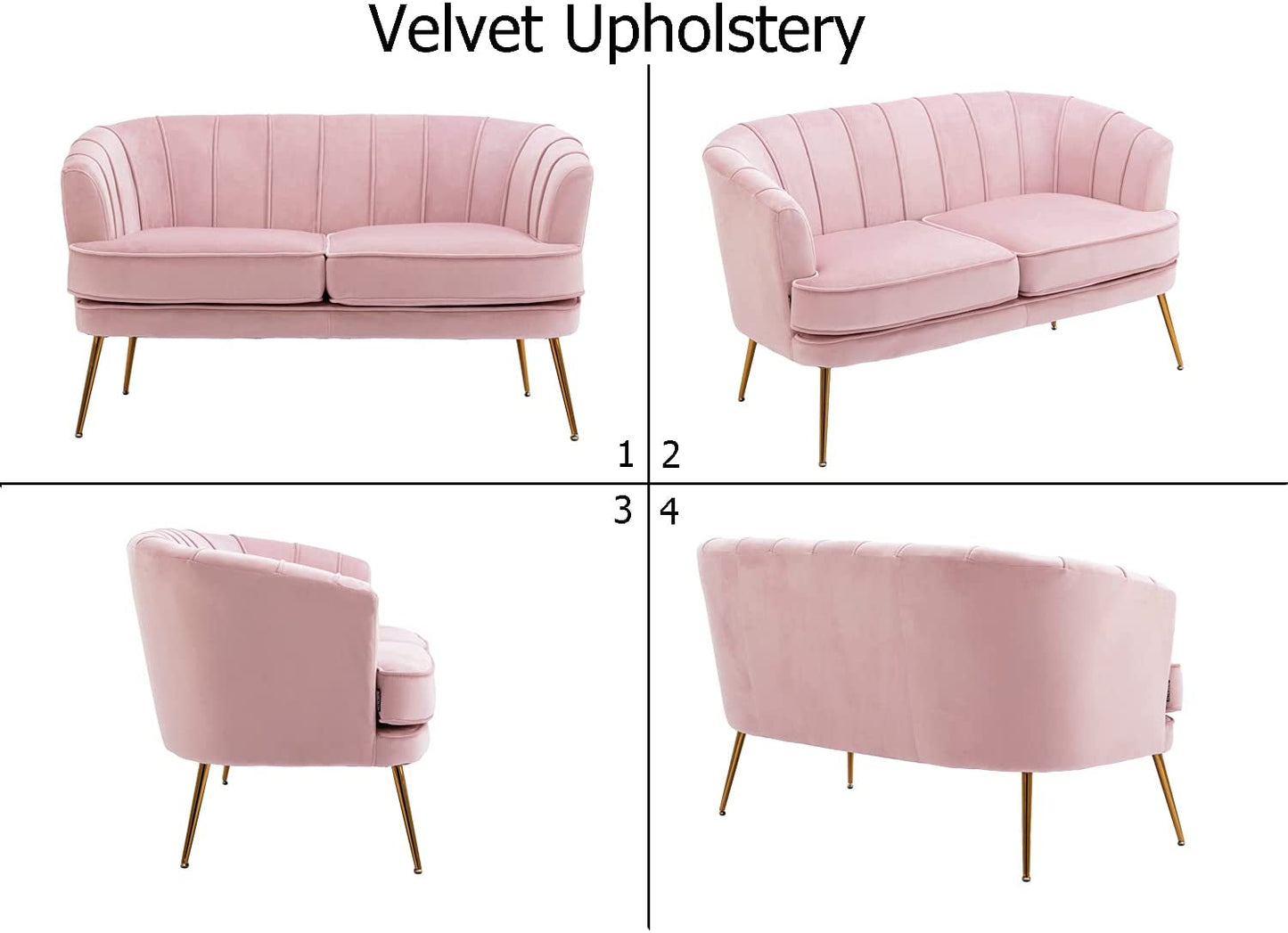 2 Seater Sofa : Light Pink Velvet Lounge Couch