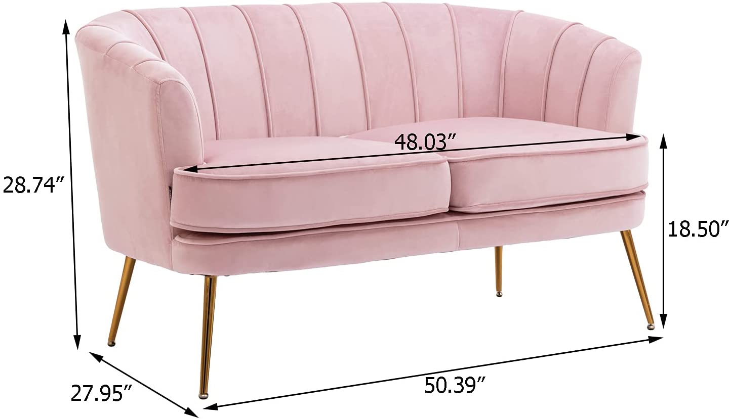 2 Seater Sofa : Light Pink Velvet Lounge Couch