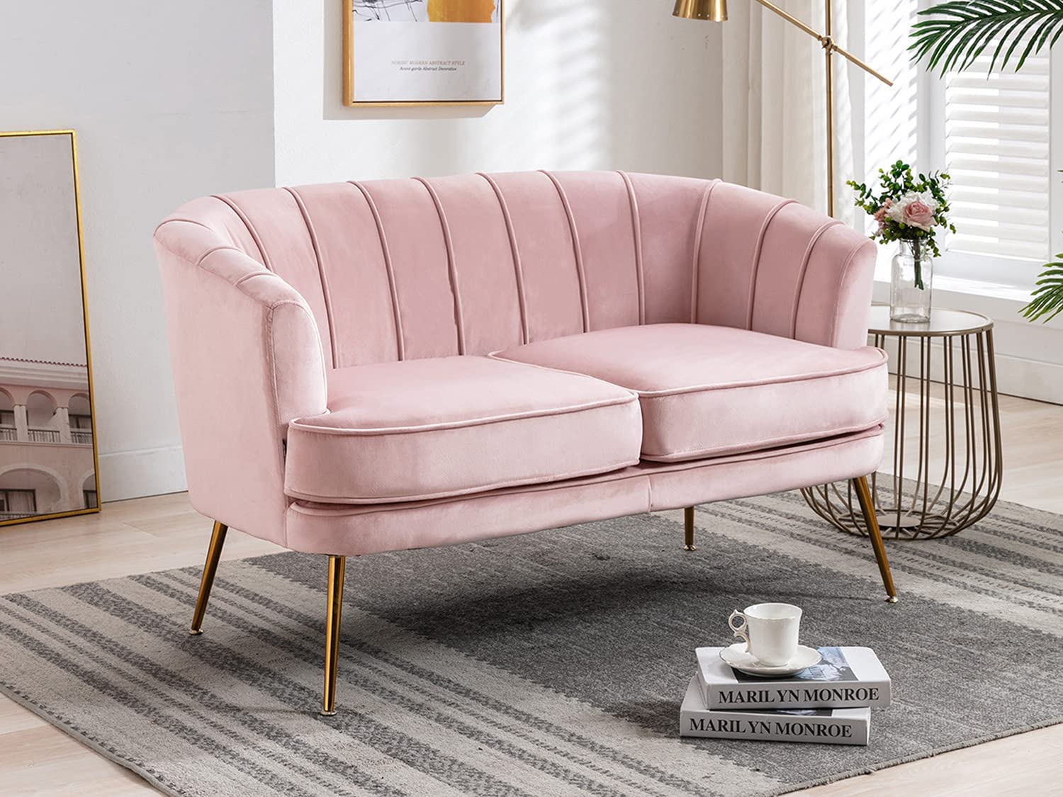 2 Seater Sofa : Light Pink Velvet Lounge Couch – Studio GKW