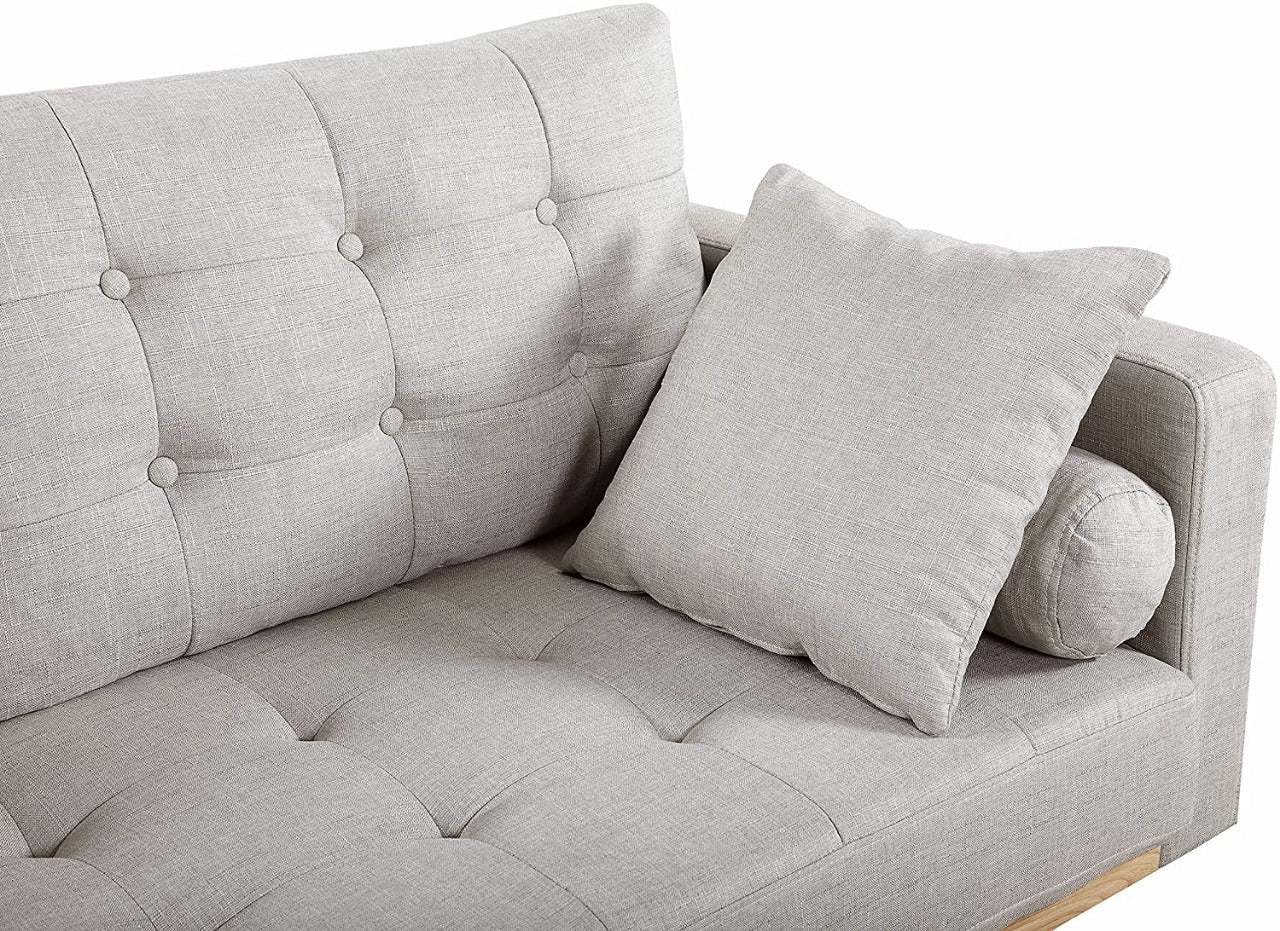 2 Seater Sofa : Modern Tufted Upholstered Fabric Sofa Couch, Ash Velvet