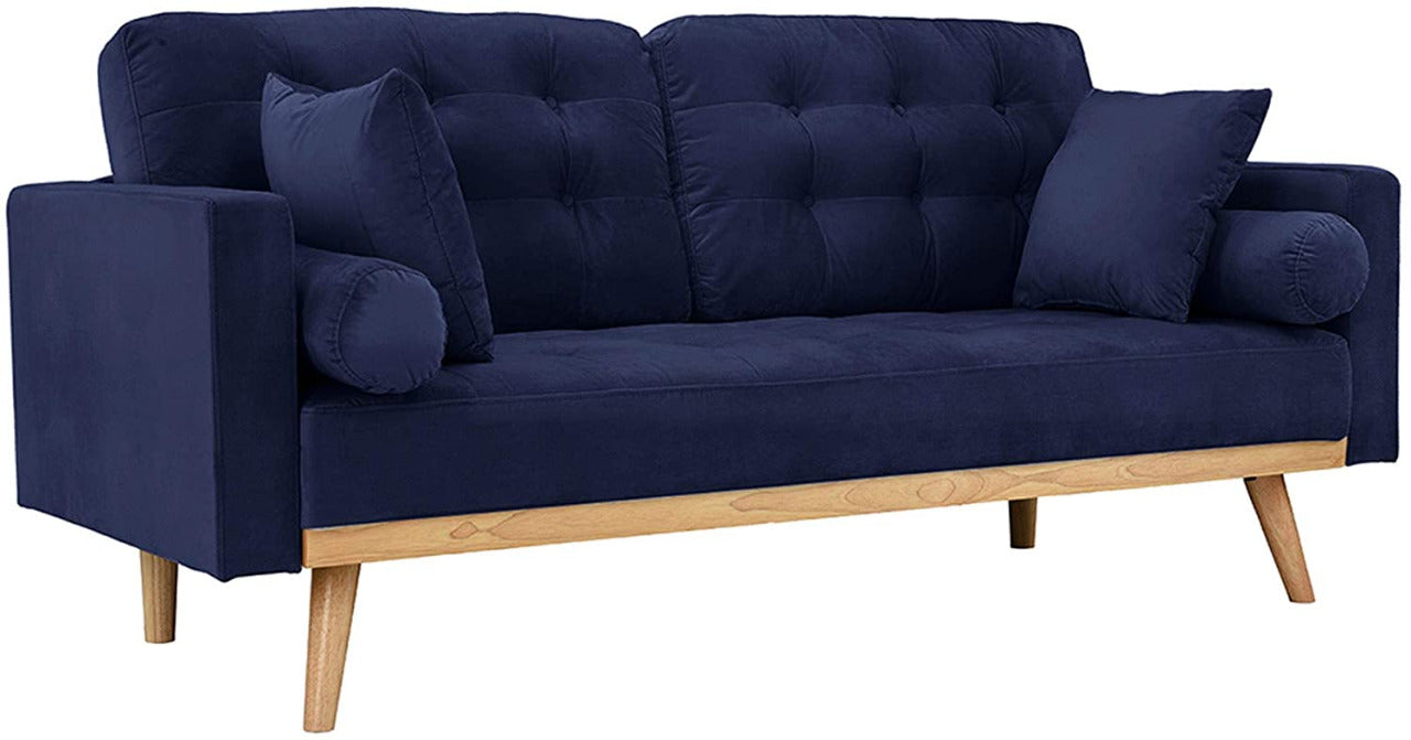 2 Seater Sofa : Modern Tufted Upholstered Fabric Sofa Couch, Ash Velvet