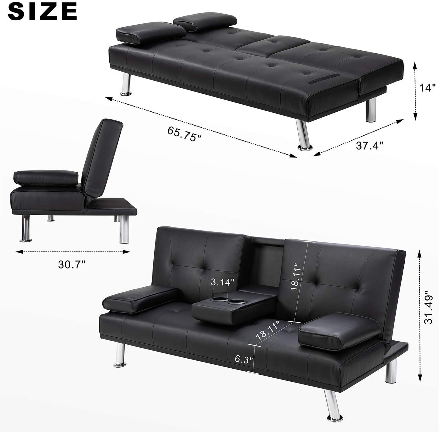 2 Seater Sofa : Black Sofa Set