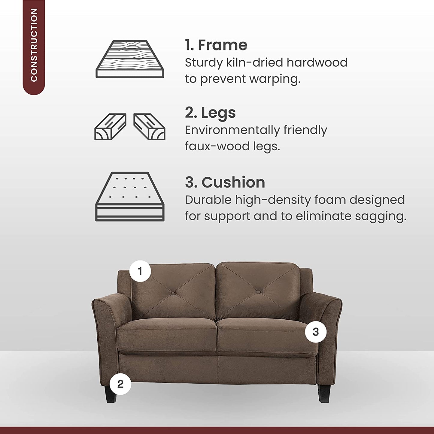 2 Seater Sofa : Brown Sofa Set