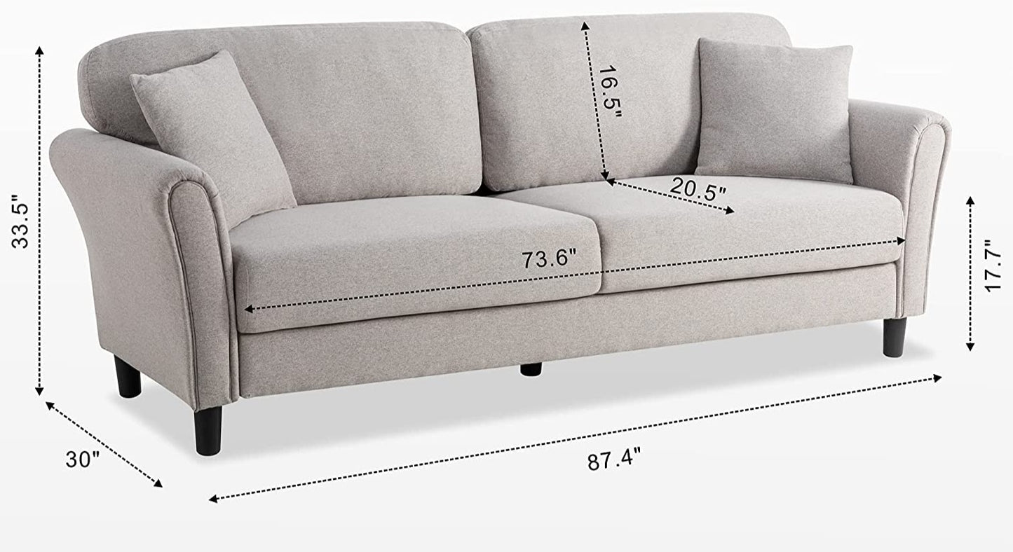 2 Seater Sofa : Deep Seat Sofa Loveseat Furniture ( Light Grey )